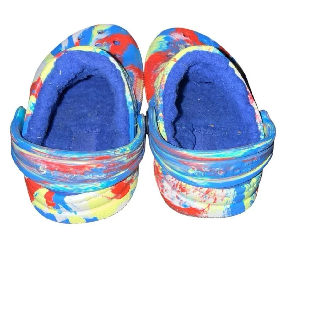 Crocs Unisex-Child Kids' Toddlers Classic Marbled Tie Dye Lined Clogs Size 5
